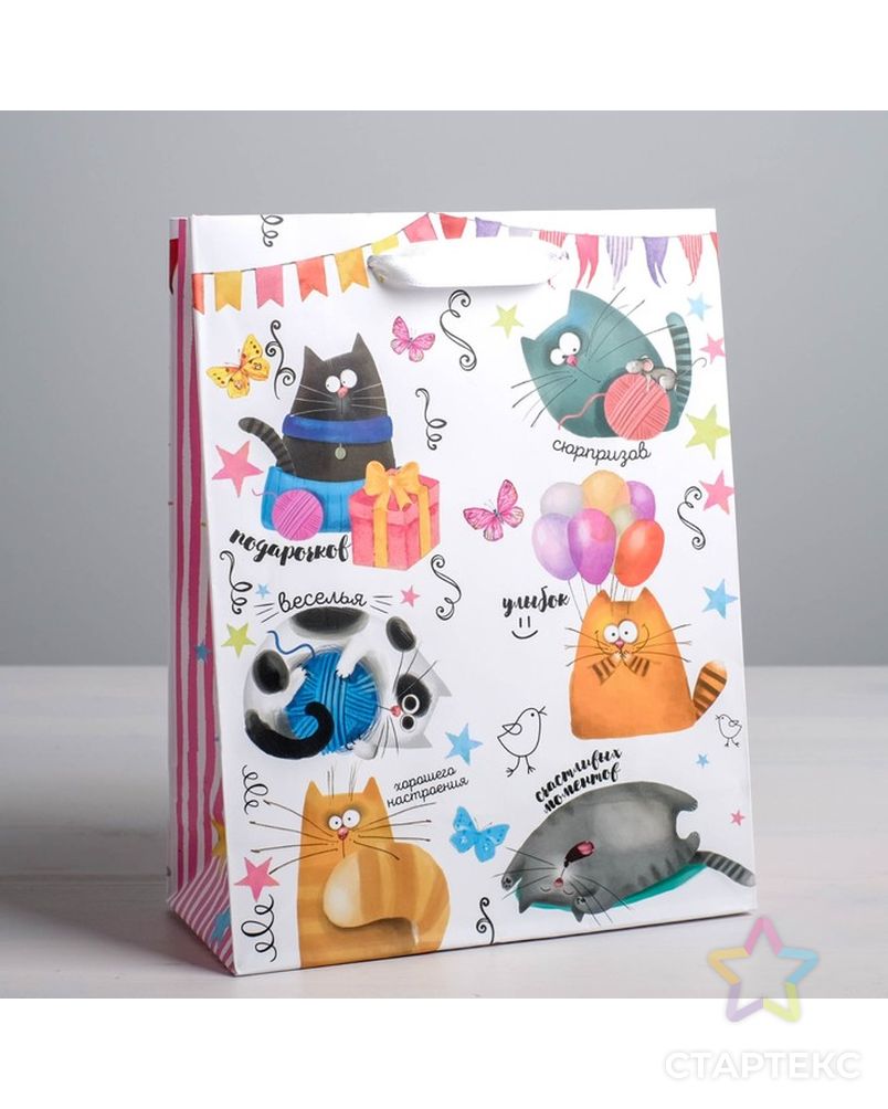 Пакет ламинированный вертикальный «Забавные коты», ML 23 × 27 × 8 см арт. СМЛ-95851-3-СМЛ0001717554 1