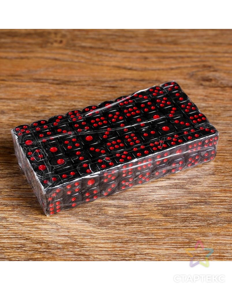 Кости игральные 1.2х1.2 см, черные, красные точки, фасовка 100шт арт. СМЛ-44845-1-СМЛ0001723712 2