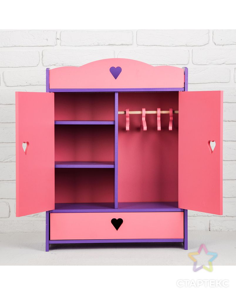 Мебель кукольная шкафчик с сердечками