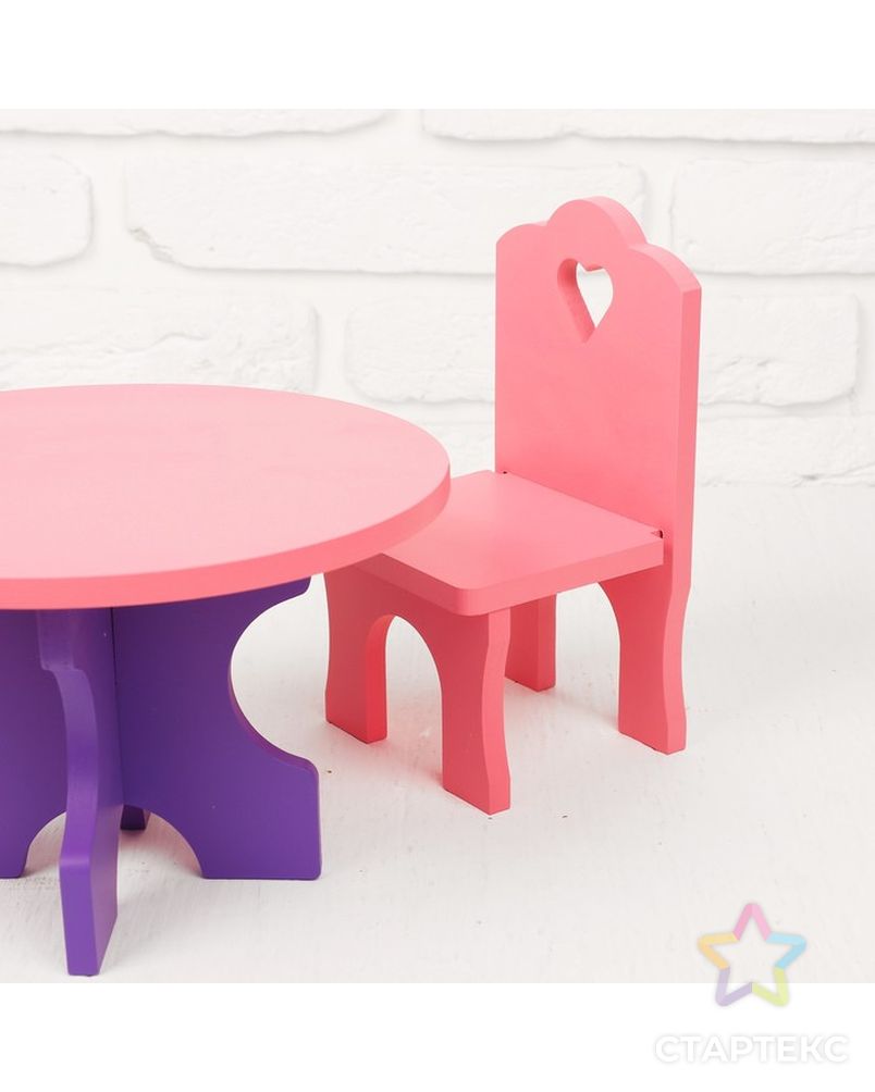 Мебель кукольная «Столик со стульчиками», 5 деталей арт. СМЛ-44184-1-СМЛ0001779175 2