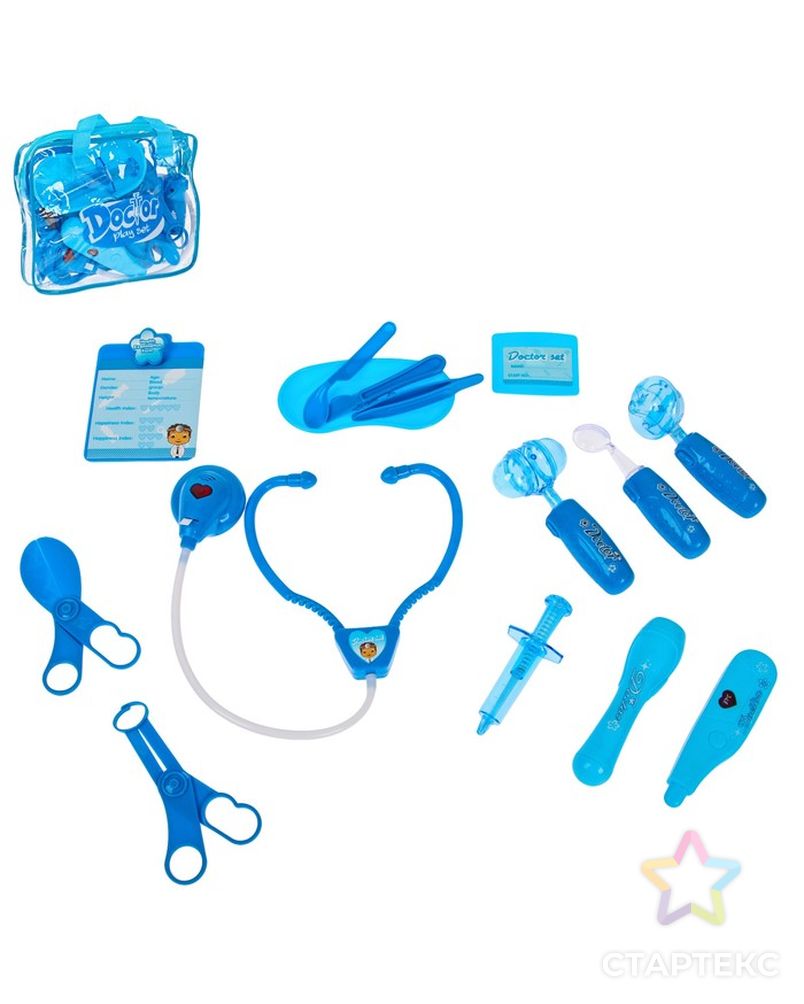 Набор доктора «Мой маленький доктор-2», цвет синий, свет,звук, в сумке 17 предметов арт. СМЛ-45036-1-СМЛ0001795172 1
