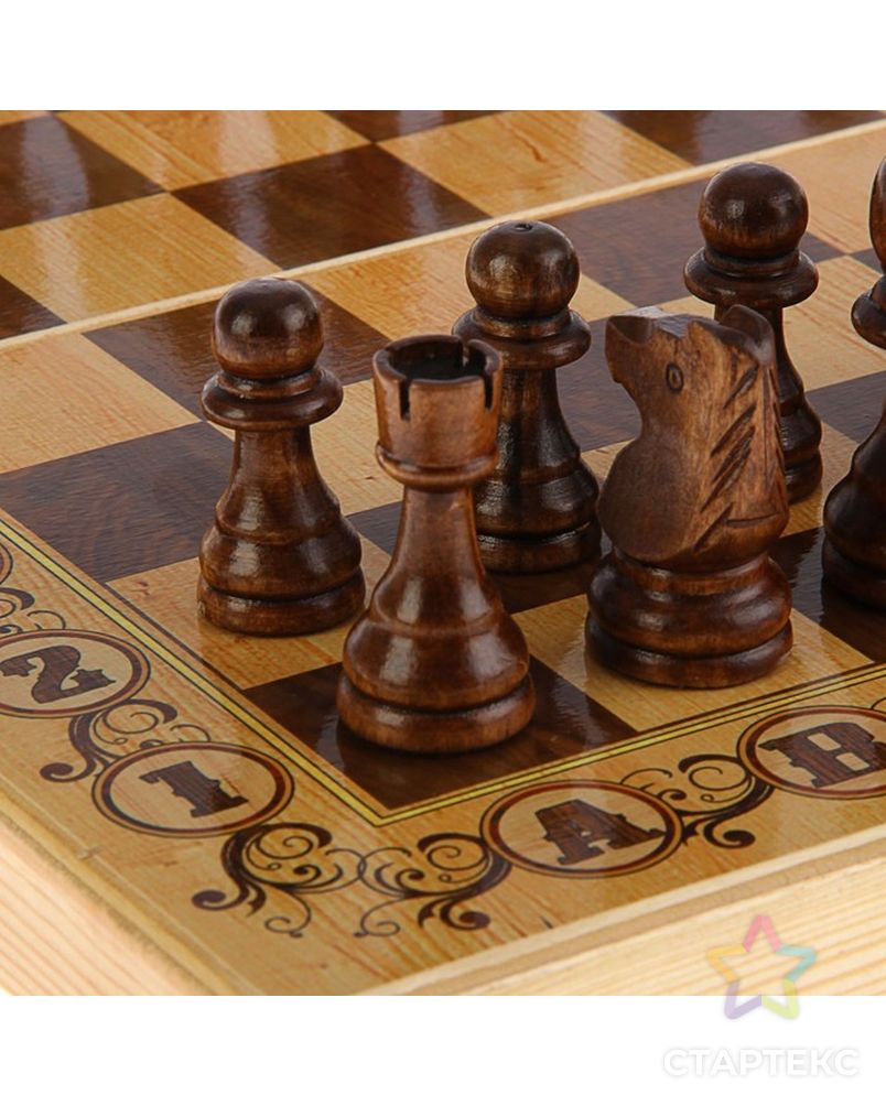 Шахматы "Дебют" (доска дерево 40х40 см, фигуры дерево, король h=8 см) арт. СМЛ-119745-1-СМЛ0001800873 6