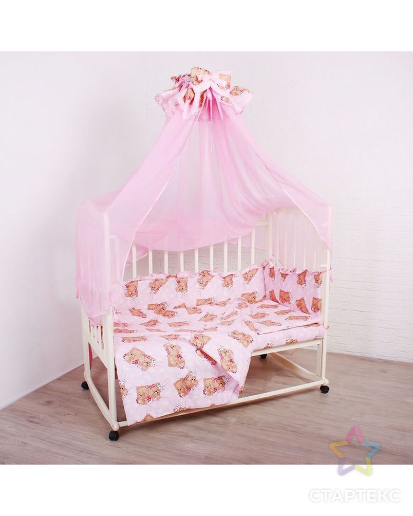 Комплект в кроватку "Спящие мишки" (5 предметов), цвет розовый 515/1 арт. СМЛ-22082-1-СМЛ1840002 1