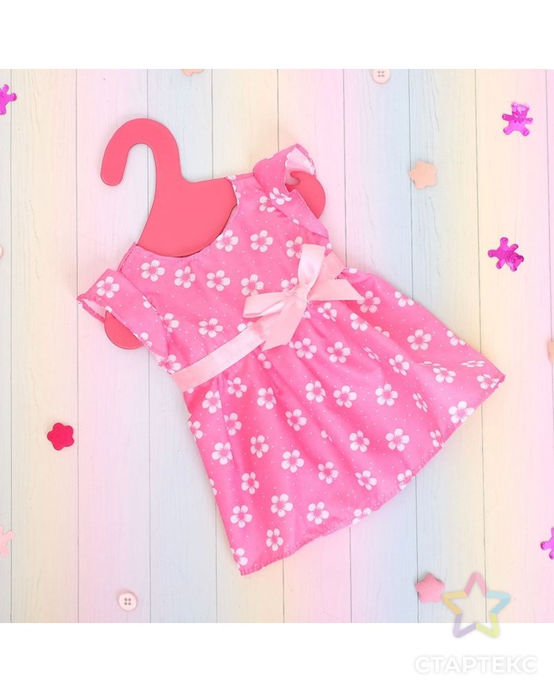 Одежда для пупса: платье розовое в цветочек, с бантиком арт. СМЛ-45631-1-СМЛ0001844126 2