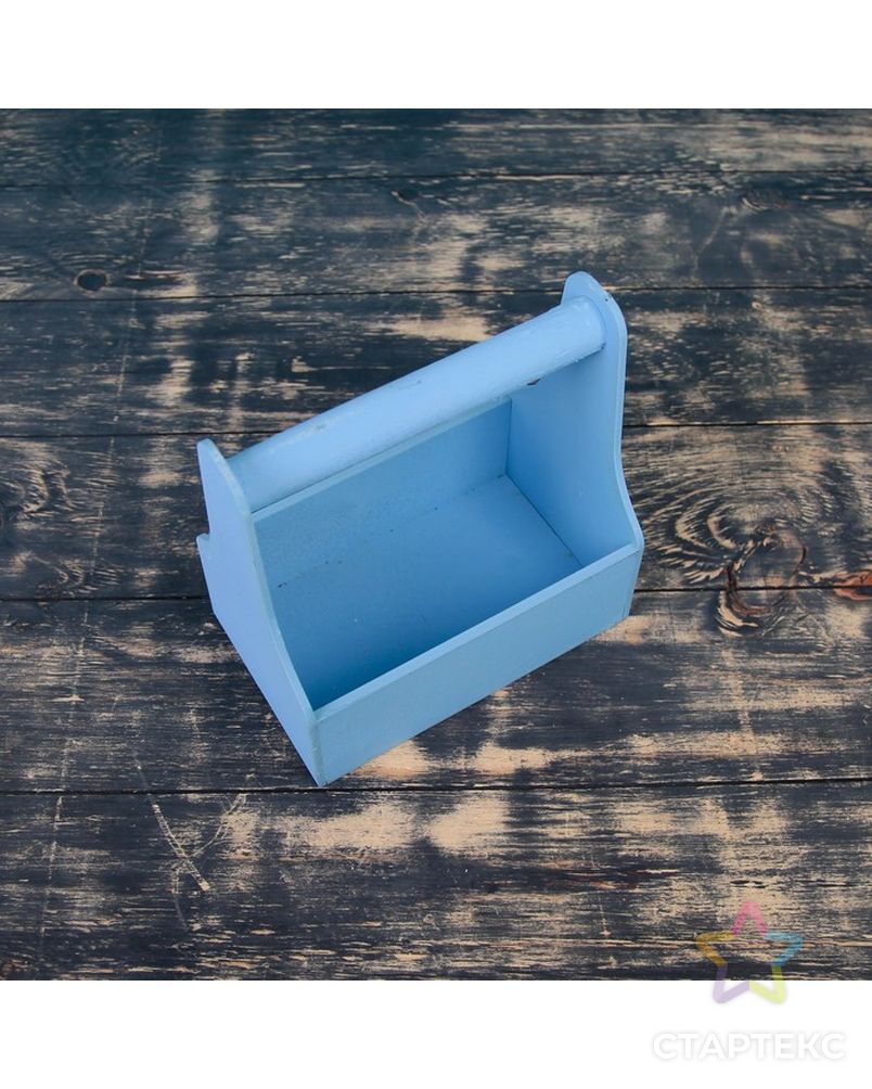 Кашпо деревянное 20×12.5×20 см Стелла Моно, с ручкой, голубой Дарим Красиво арт. СМЛ-126214-1-СМЛ0001874333 2