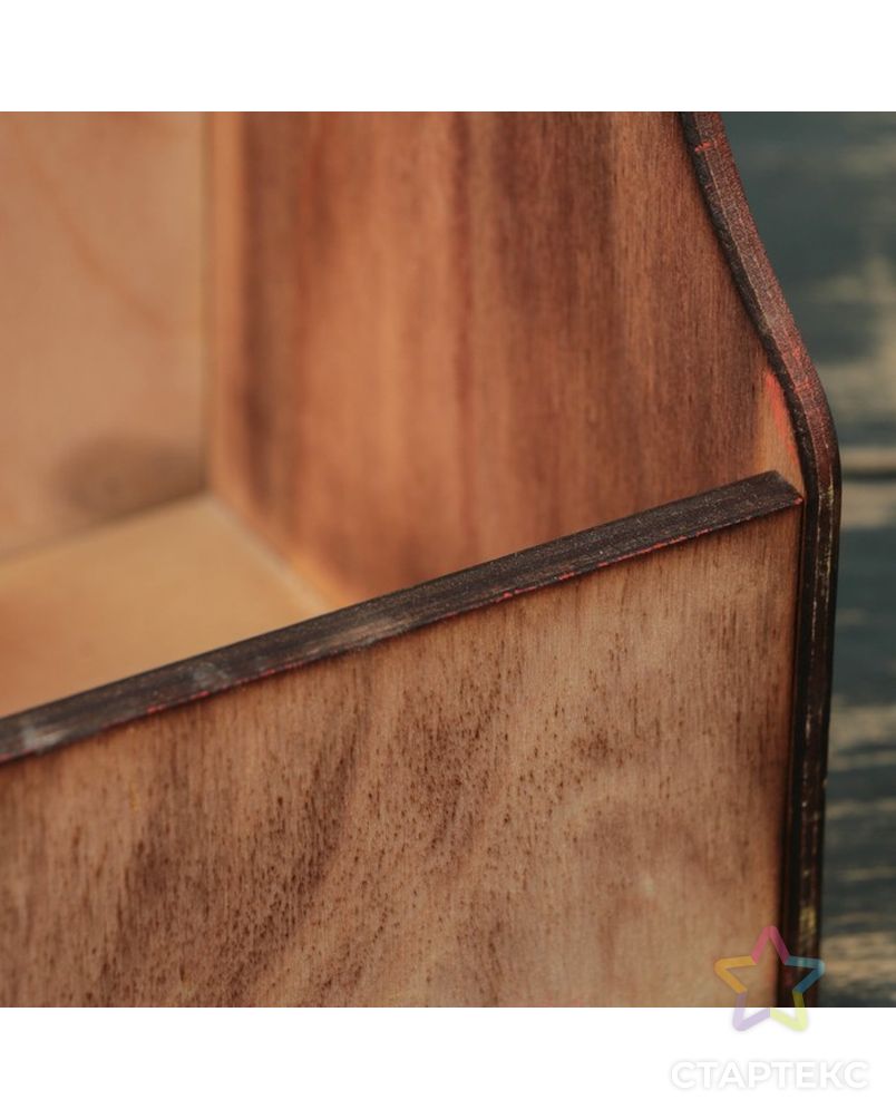 Кашпо деревянное Стелла Моно, с ручкой, обжиг Дарим Красиво арт. СМЛ-45034-1-СМЛ0001874338 3