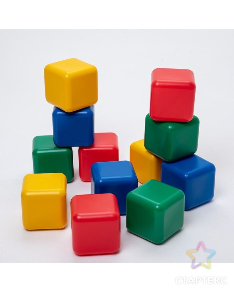 Набор цветных кубиков, 12 штук, 12 х 12 см арт. СМЛ-111281-1-СМЛ0001930542 1