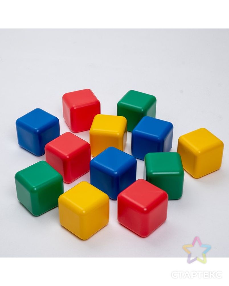 Набор цветных кубиков, 12 штук, 12 х 12 см арт. СМЛ-111281-1-СМЛ0001930542 2