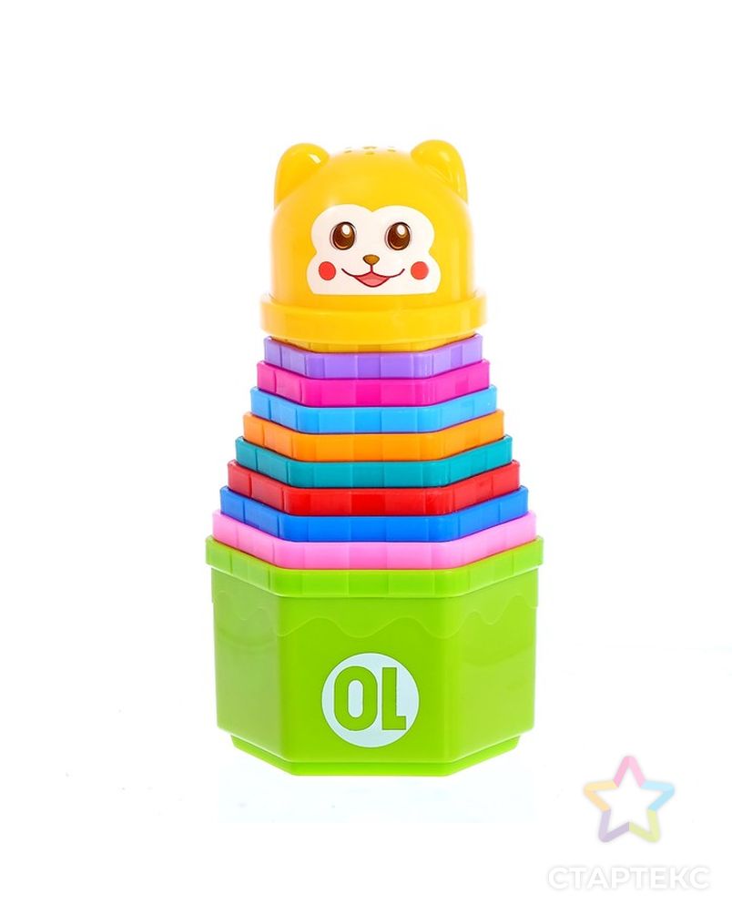 Развивающая игрушка «Пирамидка Мишка» стаканчики с буквами и цифрами, 11 предметов арт. СМЛ-45930-1-СМЛ0001943043 1