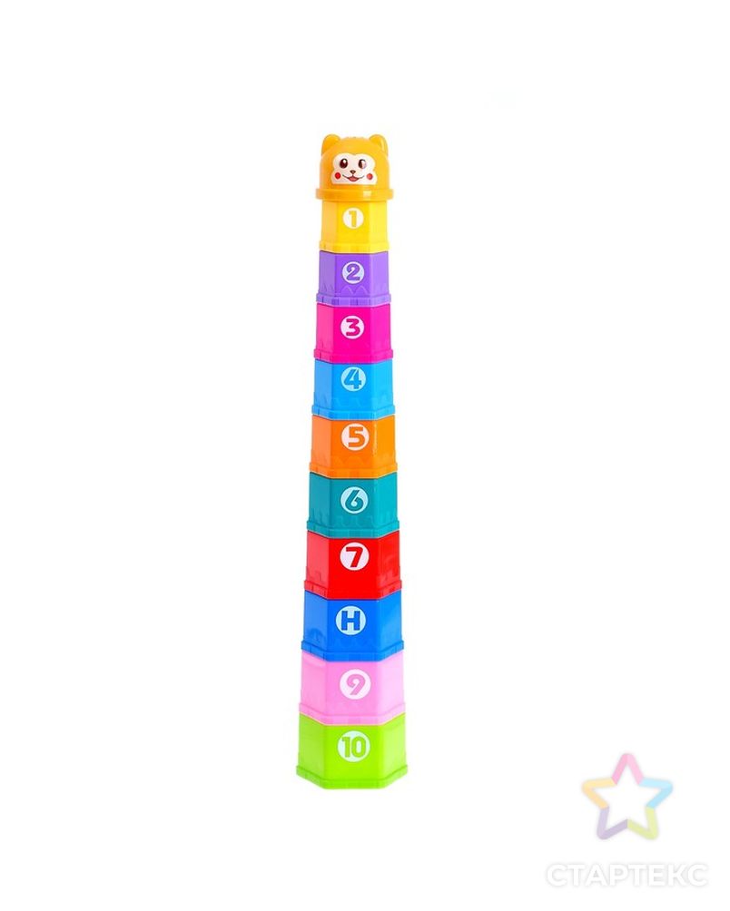 Развивающая игрушка «Пирамидка Мишка» стаканчики с буквами и цифрами, 11 предметов арт. СМЛ-45930-1-СМЛ0001943043 2