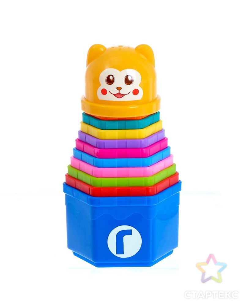 Развивающая игрушка «Пирамидка Мишка» стаканчики с буквами и цифрами, 11 предметов арт. СМЛ-45930-1-СМЛ0001943043 5