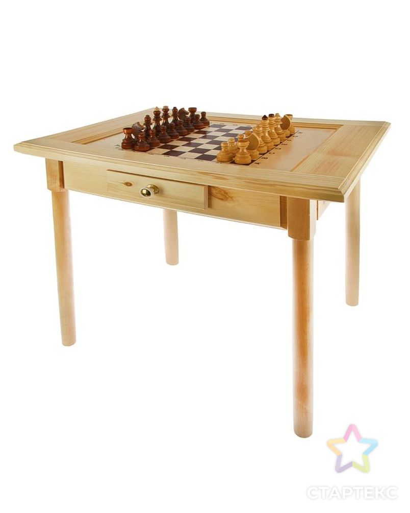 Шахматный стол с ящиком (80х69х76 см, игровое поле 36х36 см, король h=11.5 см) арт. СМЛ-44934-1-СМЛ0001975438 1