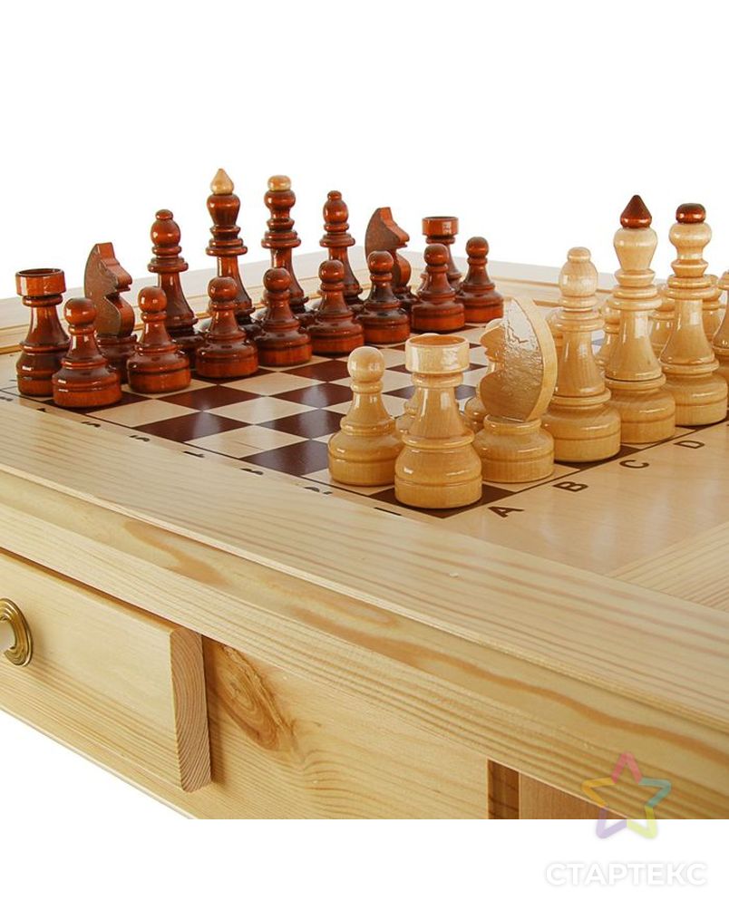Шахматный стол с ящиком (80х69х76 см, игровое поле 36х36 см, король h=11.5 см) арт. СМЛ-44934-1-СМЛ0001975438 2