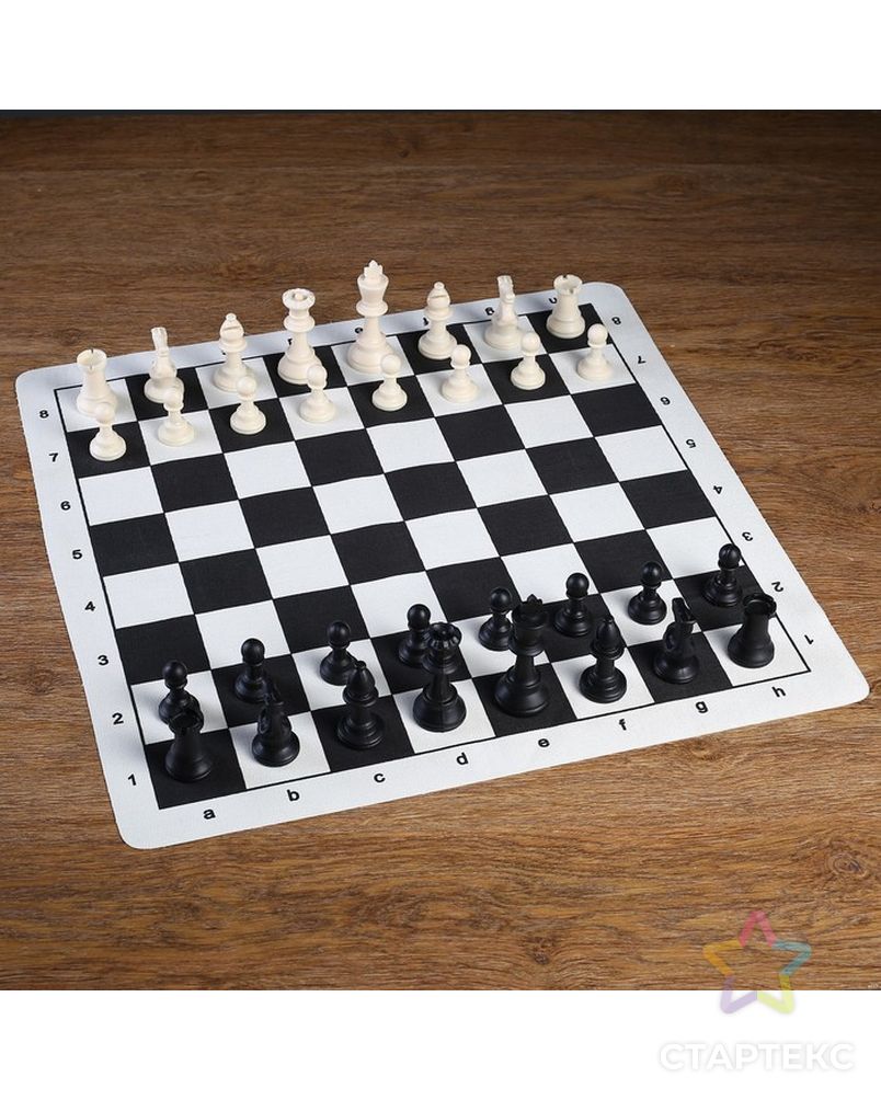 Шахматы в пакете, фигуры пластик (пешка h=4.5см, ферзь h=9.5см) + поле текстильное арт. СМЛ-45992-1-СМЛ0001976165 1