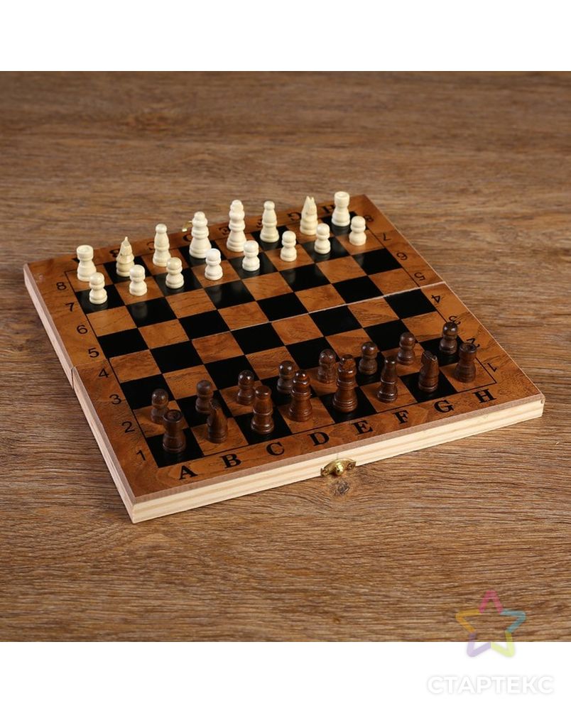 Настольная игра 3 в 1 "Цейтнот": шахматы, шашки, нарды, доска дерево 24х24 см арт. СМЛ-46029-1-СМЛ0001984168 1