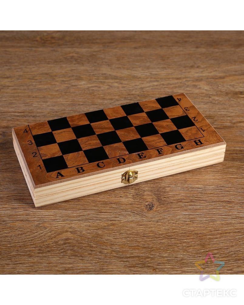Настольная игра 3 в 1 "Цейтнот": шахматы, шашки, нарды, доска дерево 24х24 см арт. СМЛ-46029-1-СМЛ0001984168 8