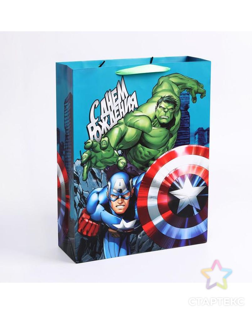 Пакет ламинированный вертикальный  «С Днем рождения, супергерой!», Мстители, 31 х 40 х 11 см арт. СМЛ-96087-1-СМЛ0002019758 1