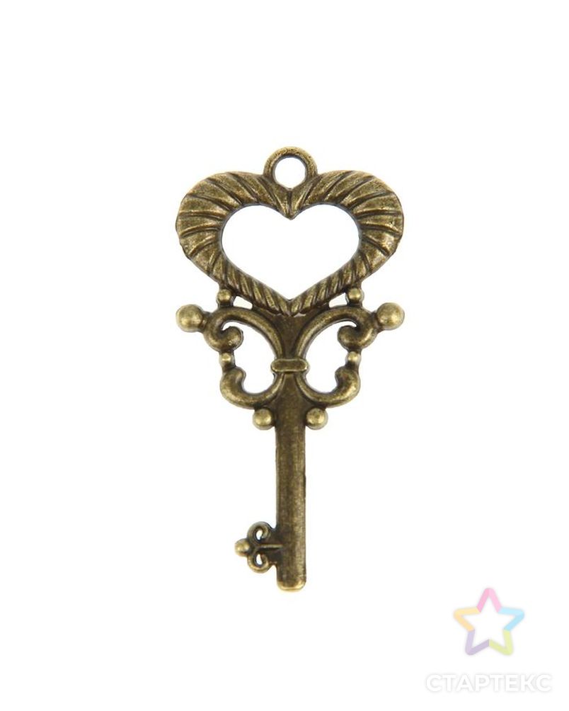 Декор металл для творчества "Ключ от сердца" под латунь (СК1823) 4х2 см арт. СМЛ-2548-1-СМЛ2054857 1