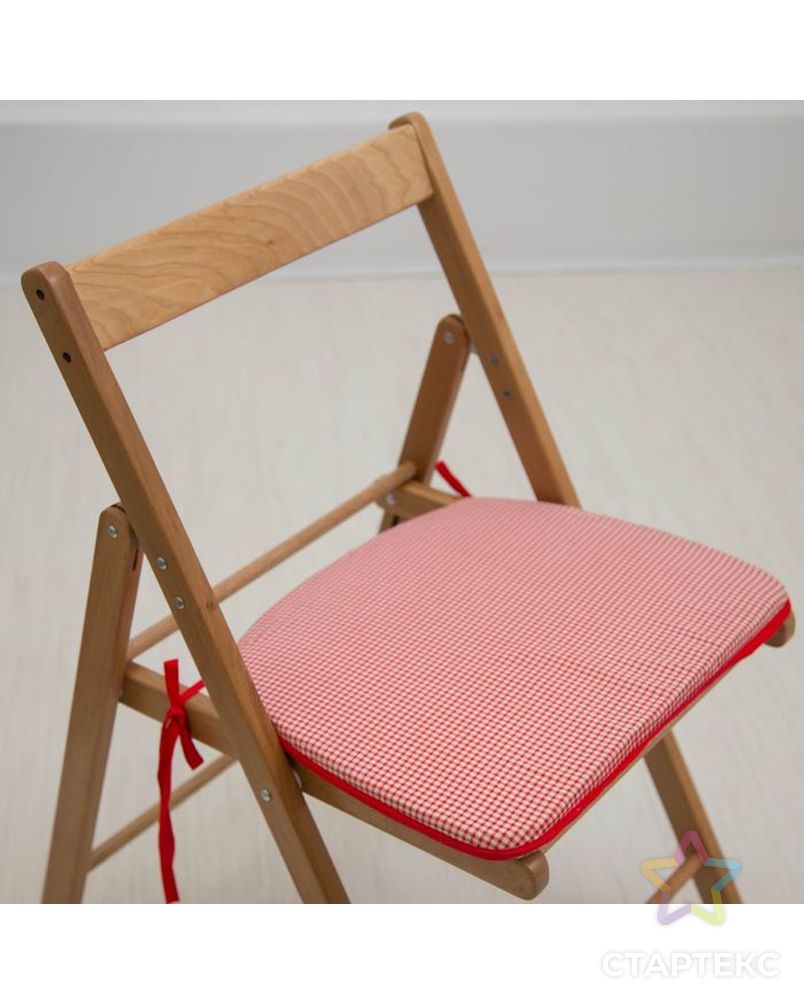 Подушка на стул «Красная клетка», 41 х 36 х 3 см арт. СМЛ-2571-1-СМЛ2057100 1