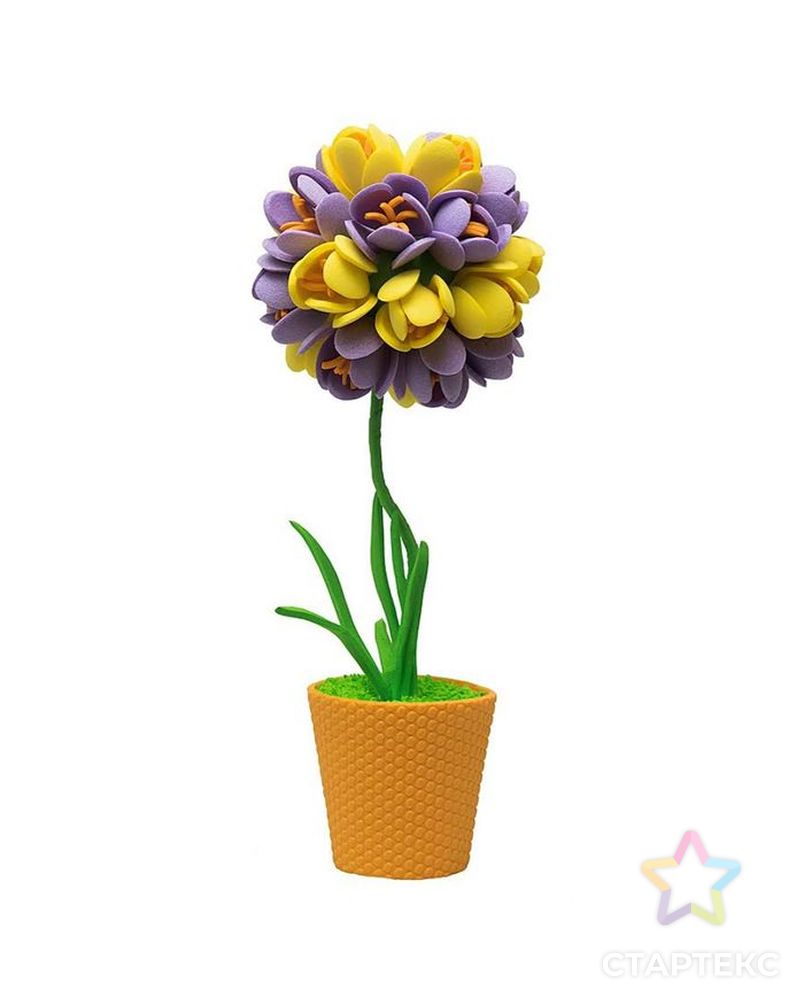 Набор для творчества топиарий малый "Крокусы", фиолетовый/жёлтый, 13 см арт. СМЛ-2627-1-СМЛ2063839 1