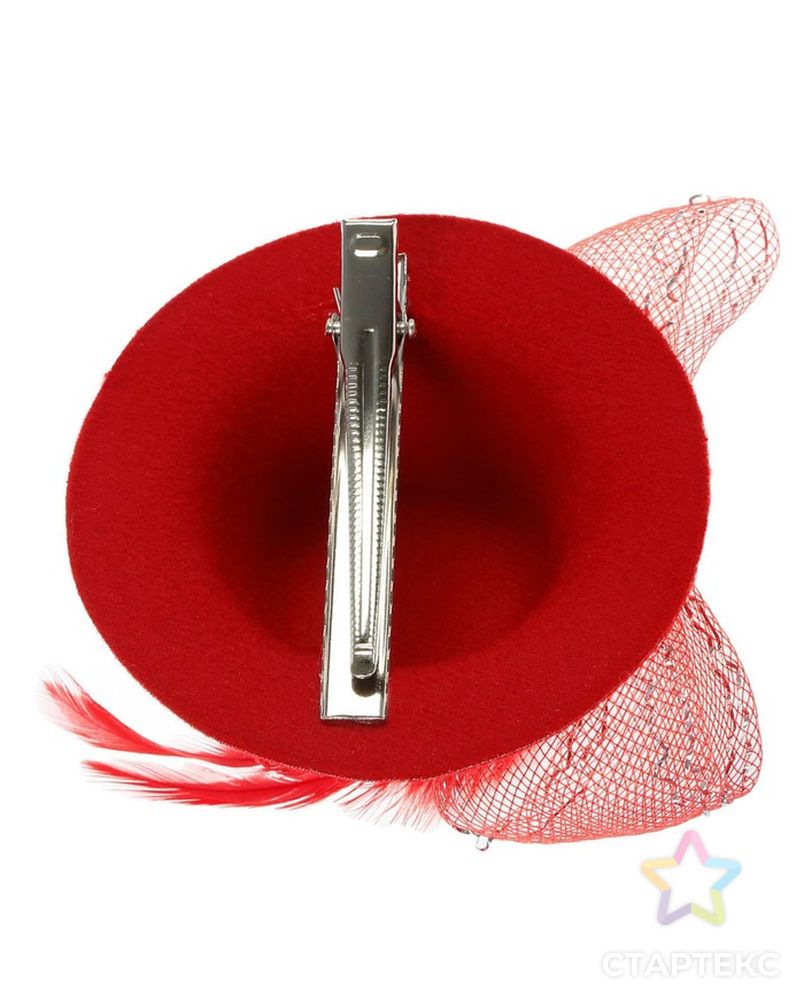 Карнавальный зажим шляпка "Розочка" с перьями, цвета МИКС арт. СМЛ-2718-1-СМЛ2070848 2