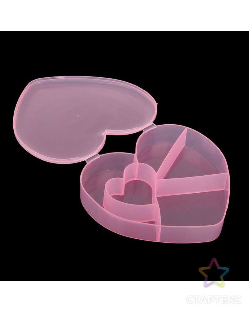 Шкатулка пластик для мелочей "Сердце" МИКС 2,8х12,5х13,5 см арт. СМЛ-31304-1-СМЛ2076009