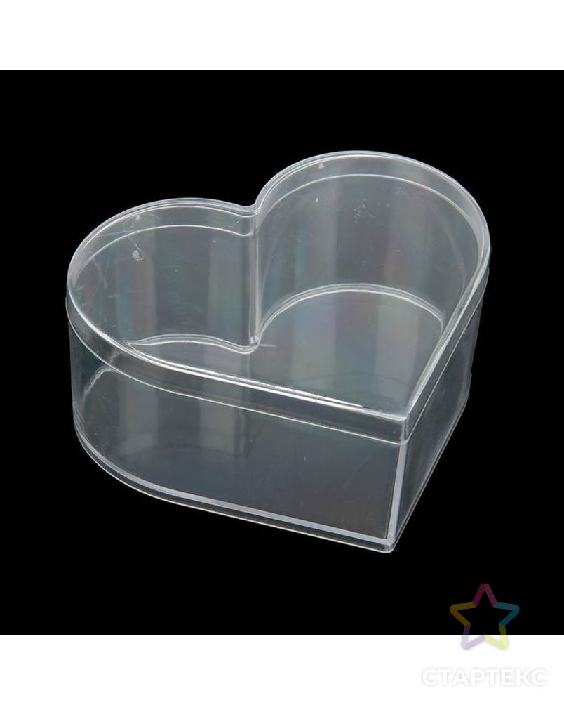 Шкатулка пластик для мелочей "Сердце" прозрачная 4,8х11х10 см арт. СМЛ-31305-1-СМЛ2076010 1
