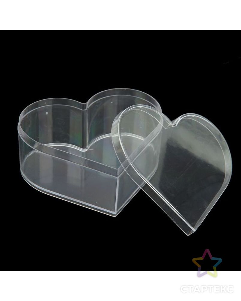 Шкатулка пластик для мелочей "Сердце" прозрачная 4,8х11х10 см арт. СМЛ-31305-1-СМЛ2076010 3
