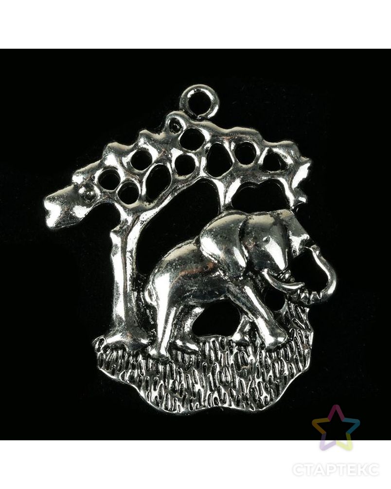 Декор металл для творчества "Слон у дерева" (В25113) 4,6х3,7 см арт. СМЛ-2846-1-СМЛ2085338
