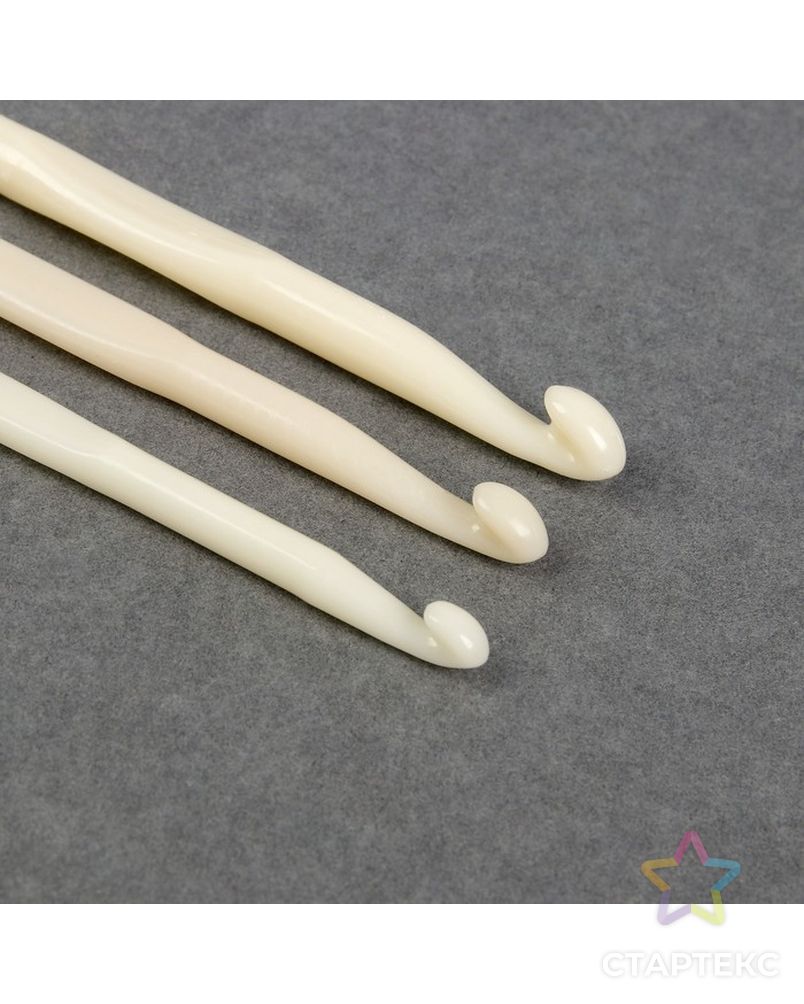 Набор крючков для вязания, d = 7-9 мм, 14 см, 3 шт, цвет белый арт. СМЛ-2876-1-СМЛ2086117 2