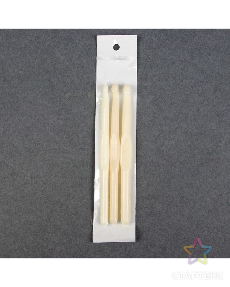 Набор крючков для вязания, d = 7-9 мм, 14 см, 3 шт, цвет белый арт. СМЛ-2876-1-СМЛ2086117 3