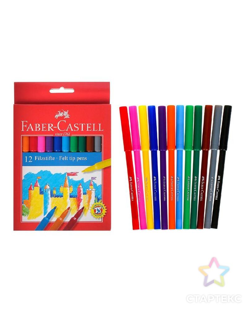 Фломастеры 12 цветов Faber-Castell «Замок» в картонной коробке арт. СМЛ-189096-1-СМЛ0002093554 1