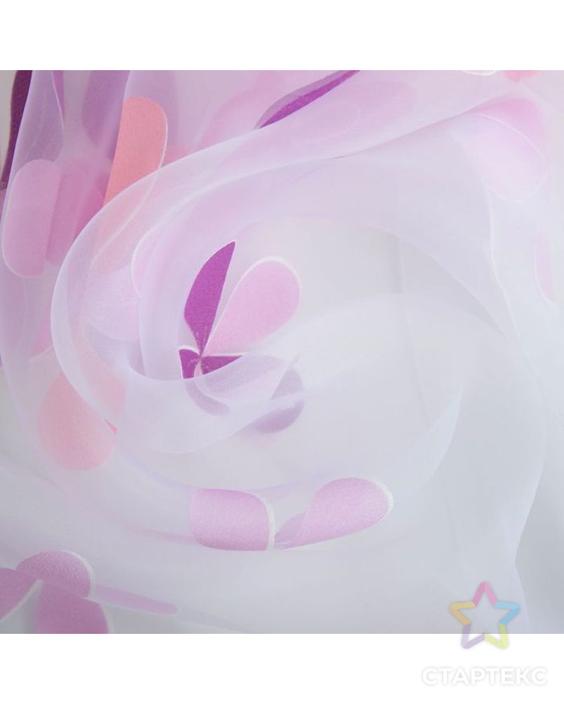 Тюль "Этель" Цветы лета (цвет розовый) без утяжелителя, ширина 135 см, высота 270 см арт. СМЛ-19855-1-СМЛ2133254 3