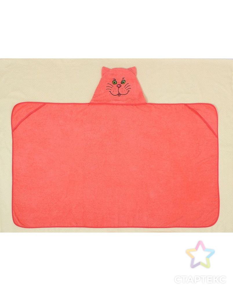 Полотенце-накидка махровое котик, 75×125 см, розовый, Хл, 300 г/м² арт. СМЛ-34218-2-СМЛ2138374 2