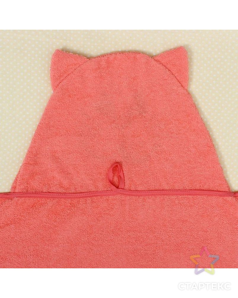 Полотенце-накидка махровое котик, 75×125 см, розовый, Хл, 300 г/м² арт. СМЛ-34218-2-СМЛ2138374