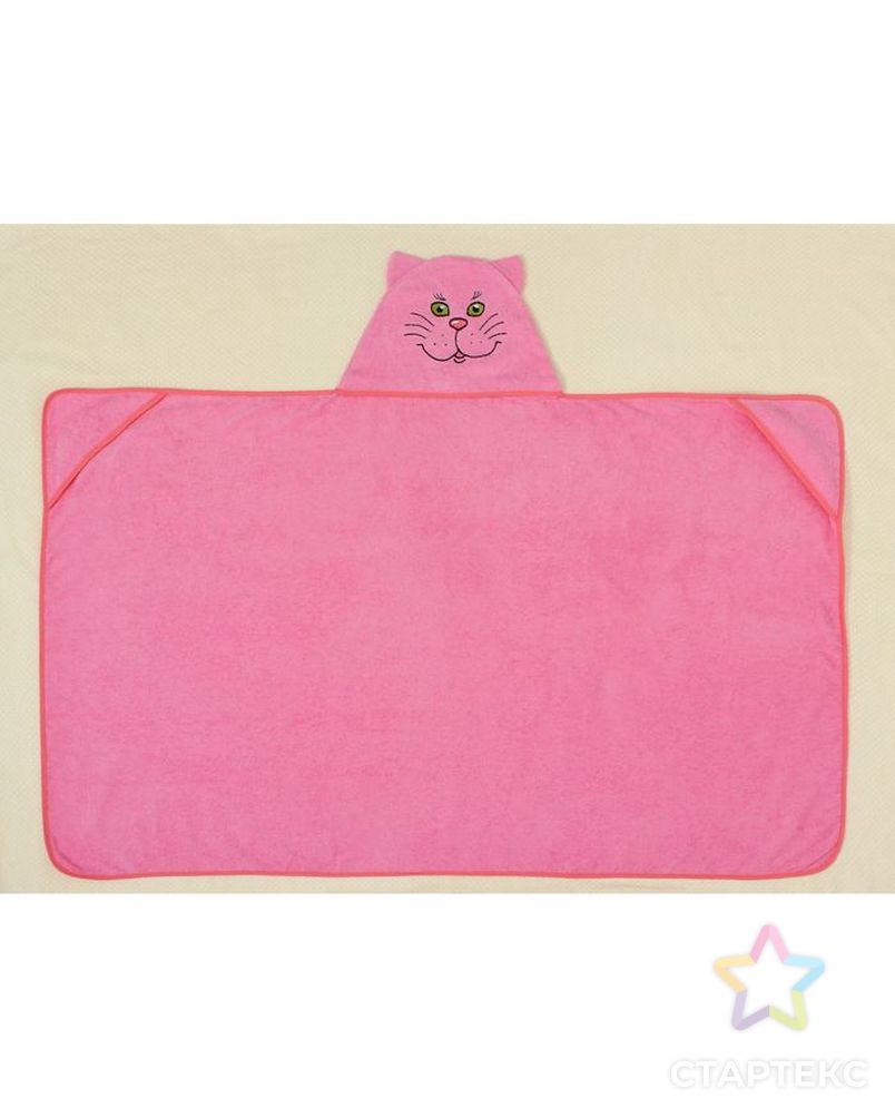 Полотенце-накидка махровое котик, 75×125 см, розовый, Хл, 300 г/м² арт. СМЛ-34218-1-СМЛ2138375 2