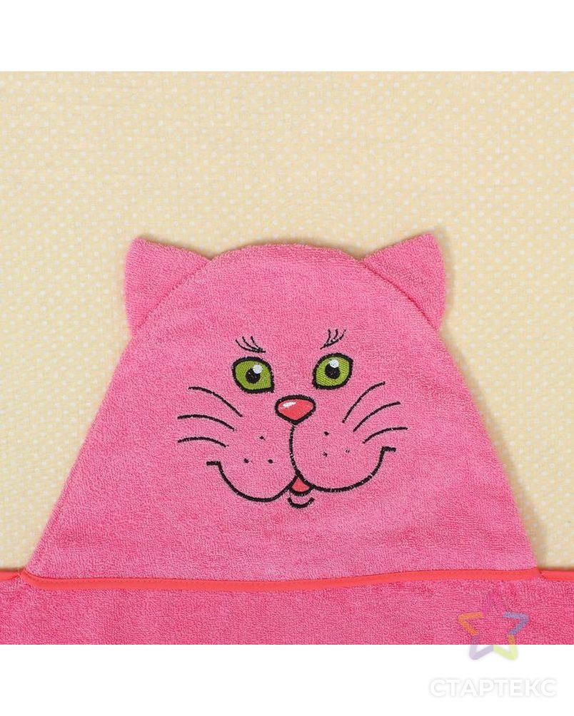 Полотенце-накидка махровое котик, 75×125 см, розовый, Хл, 300 г/м² арт. СМЛ-34218-1-СМЛ2138375 3