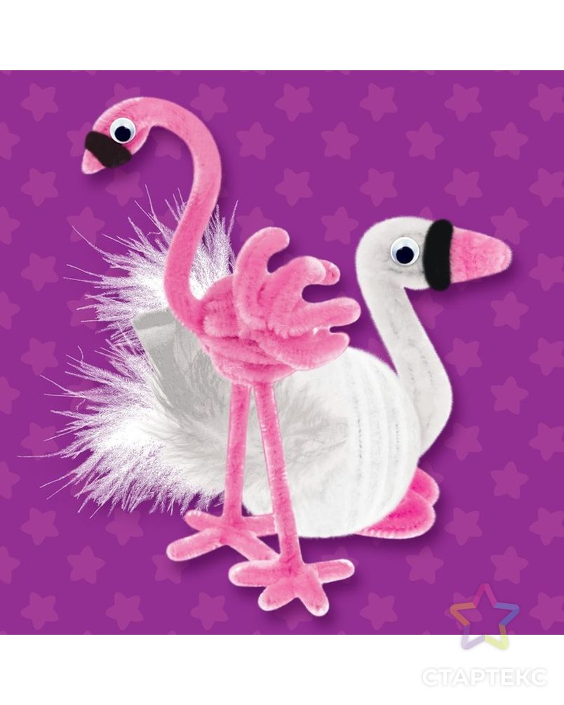 Игрушка из меховых палочек "Лебедь и фламинго" арт. СМЛ-3540-1-СМЛ2152786