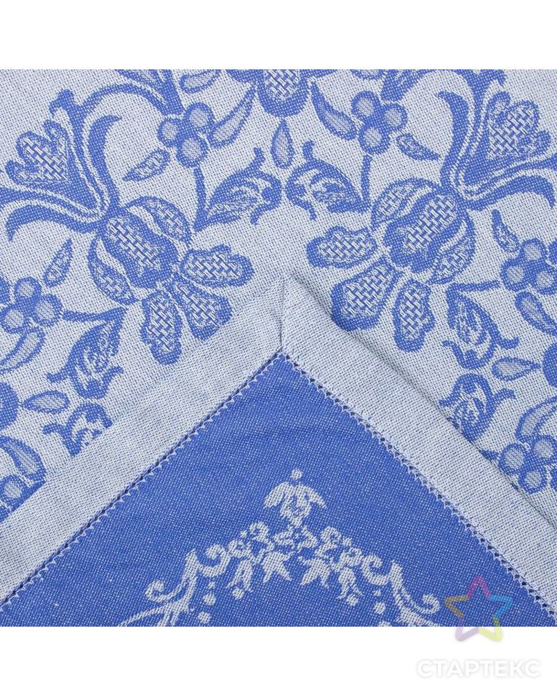 Столовый набор "Этель" (скатерть 150х200 см, салфетки 45х45 см - 6 шт.) цвет синий, хл. с ВМГО арт. СМЛ-19780-1-СМЛ2163202