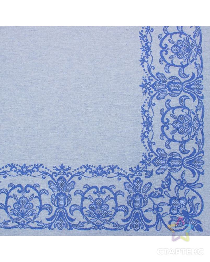 Столовый набор "Этель" (скатерть 150х200 см, салфетки 45х45 см - 6 шт.) цвет синий, хл. с ВМГО арт. СМЛ-19780-3-СМЛ2165118 2