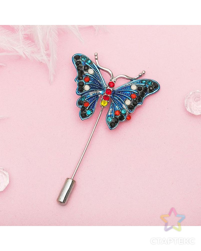 Булавка "Бабочка волшебная", разноцветная в серебре арт. СМЛ-3630-1-СМЛ2167534 1