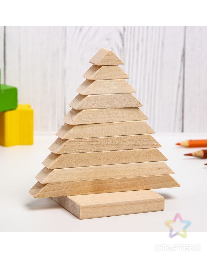 Пирамидка «Ёлочка», деревянная, материал: берёза арт. СМЛ-45888-1-СМЛ0002176880 1