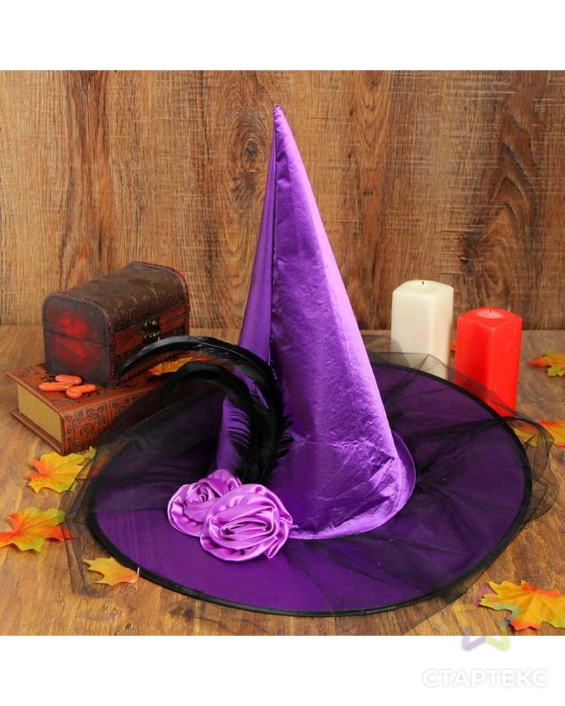 Карнавальная шляпа «Ведьмочка», с фатой, цвет чёрный арт. СМЛ-98248-3-СМЛ0002266420 1
