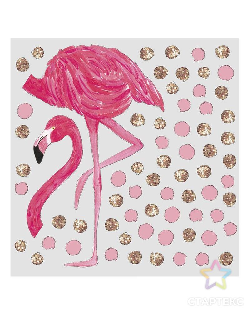 Переводки на посуду (холодная деколь) «Розовый фламинго», 17,2 х 18 см арт. СМЛ-3984-1-СМЛ2284381