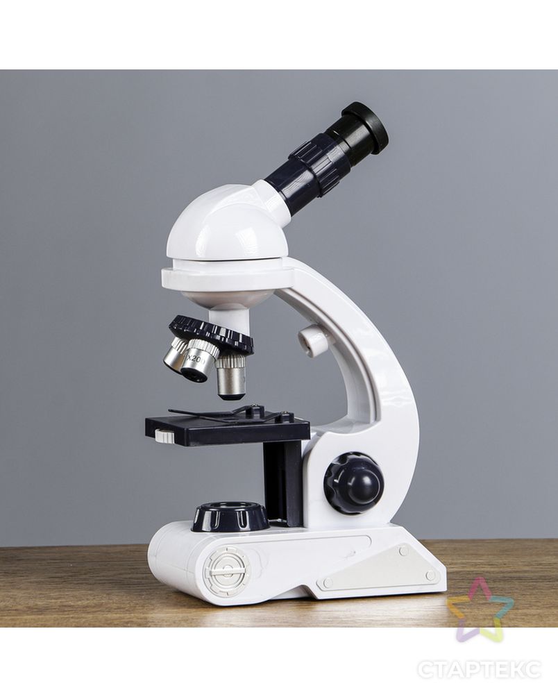 Микроскоп, кратность увеличения 450х, 200х, 80х, с подсветкой, белый арт. СМЛ-47295-1-СМЛ0002291311 3