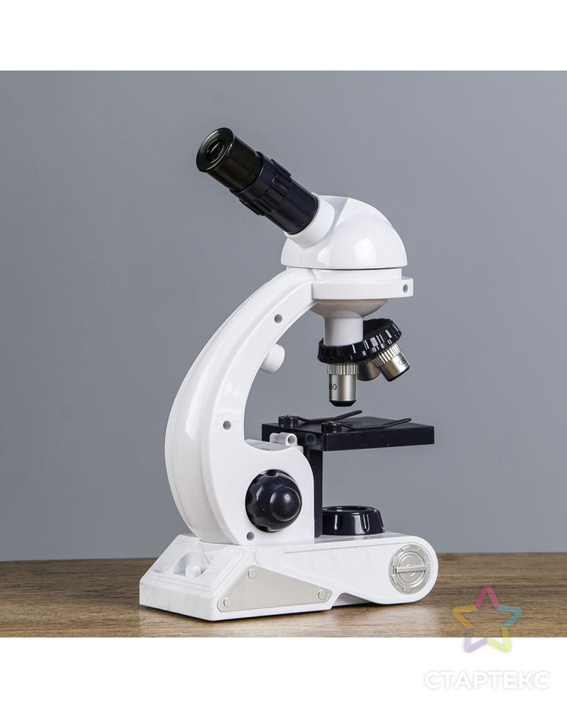Микроскоп, кратность увеличения 450х, 200х, 80х, с подсветкой, белый арт. СМЛ-47295-1-СМЛ0002291311 7