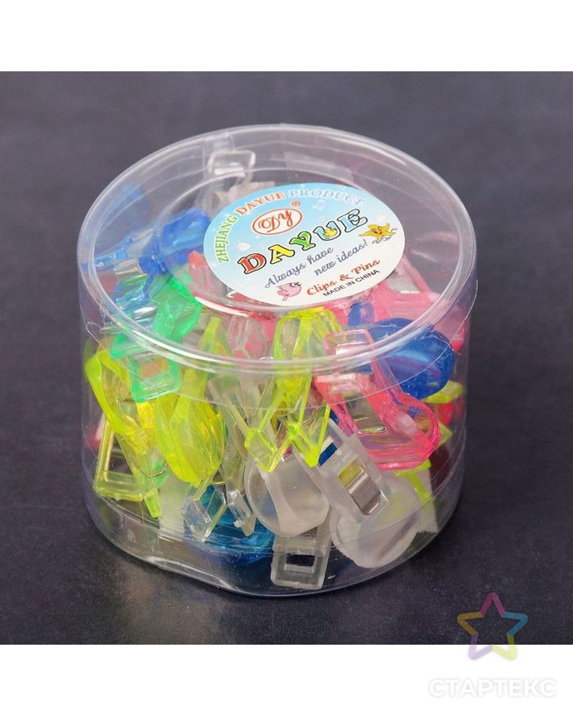 Зажим пластик цветной прозрачный МИКС 3х1,5 см арт. СМЛ-4061-1-СМЛ2296647