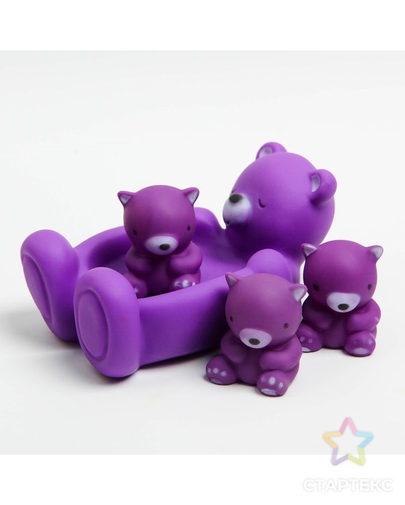 Набор для ванной «Мишки»: мыльница, игрушки 3 шт, цвет МИКС арт. СМЛ-84768-1-СМЛ0002300085 6