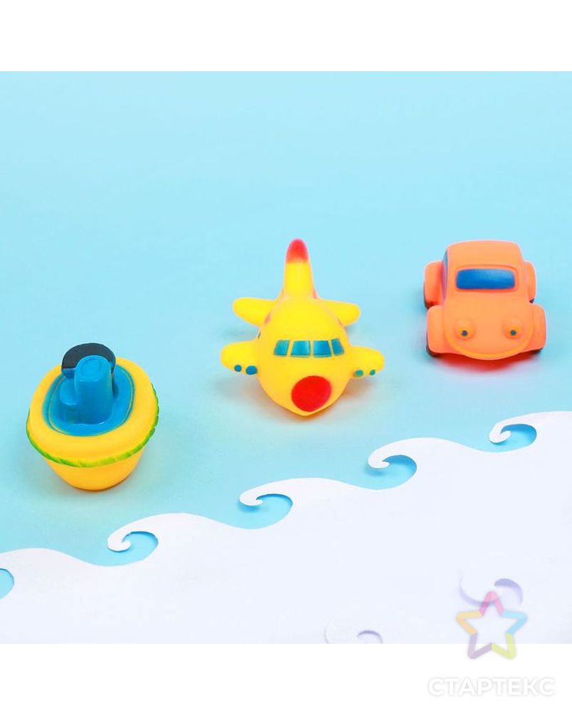 Набор игрушек для ванны «Транспорт», 3 шт., МИКС арт. СМЛ-47696-1-СМЛ0002300094 3