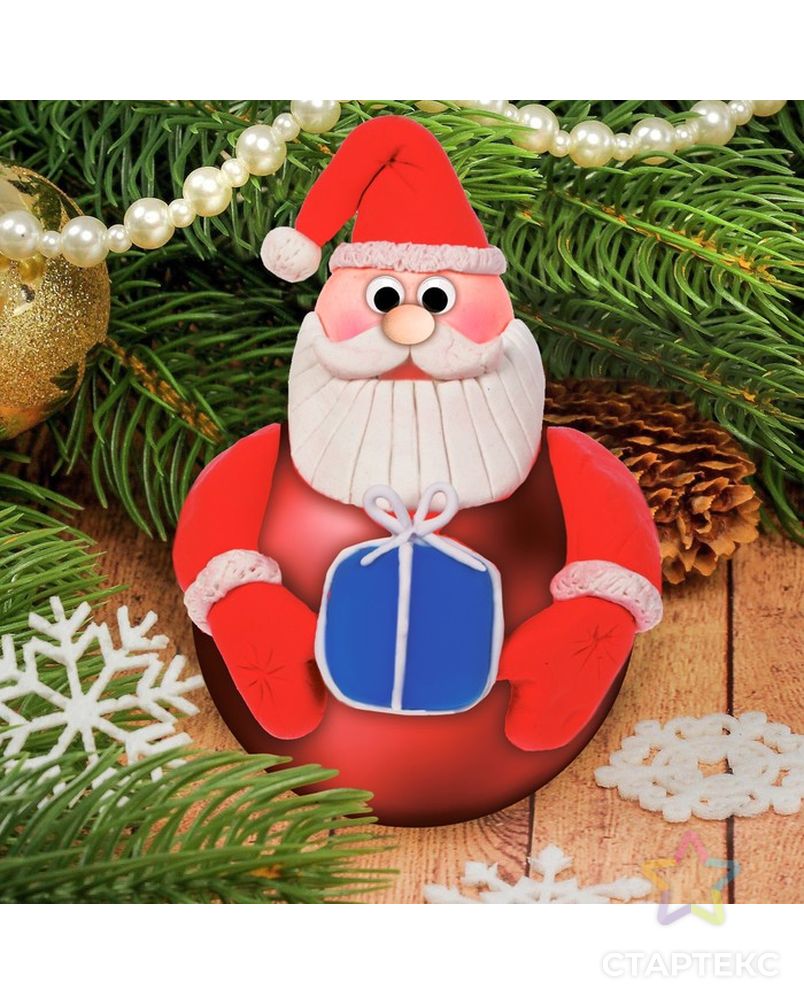 Новогодний елочный шар с массой для лепки "Дед Мороз" арт. СМЛ-34522-1-СМЛ0002324302 1